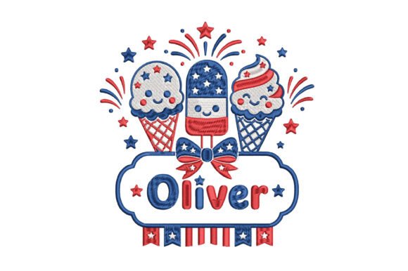 4th of July Ice Cream Embroidery Design – A Fresh Summer Statement