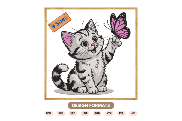 Cat with Butterfly Embroidery Design Review