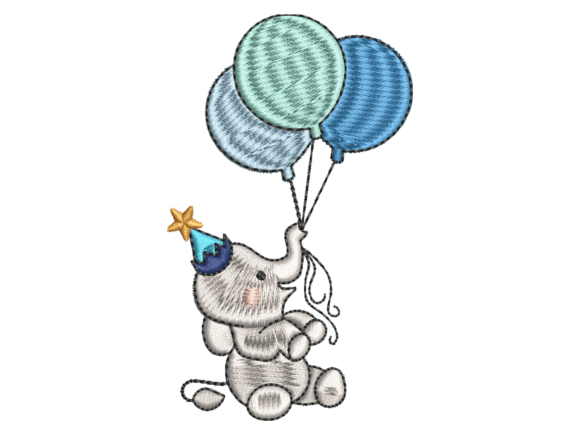 Cute Baby Elephant Balloons Embroidery: A Designer’s Take