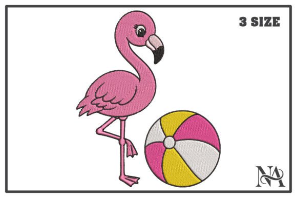 Flamingo Beach Ball Embroidery Design