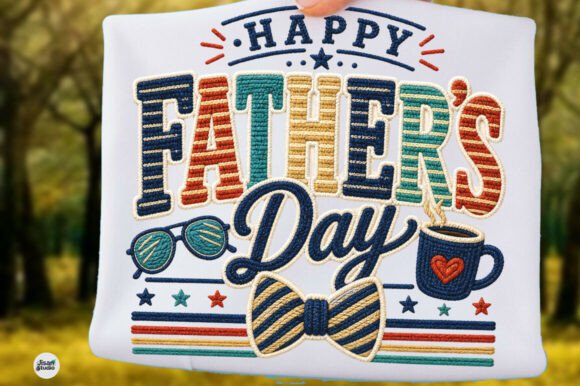 Happy Father's Day Faux Embroidery PNG