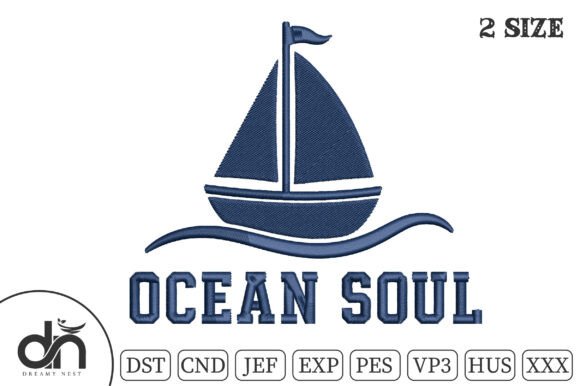 Ocean Soul Sailboat Embroidery Design