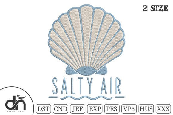 Salty Air Seashell Beach Embroidery Art